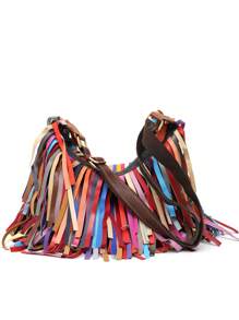 CEZIRA Túi Hobo trung bình Trang trí viền màu ngẫu nhiên Da thật - Nhiều màu - Xem 6