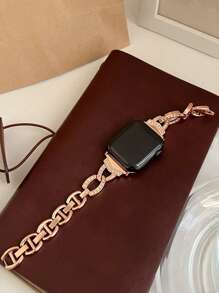 水鑽裝飾不銹鋼錶帶適用於Apple Watch - 玫瑰金 - 查看 1
