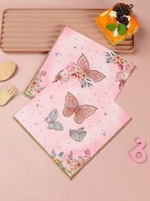 25入組/套一次性餐巾紙可愛蝴蝶圖案餐巾紙餐桌餐巾 - 彩色 - 查看 1