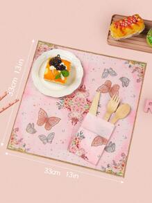 25入組/套一次性餐巾紙可愛蝴蝶圖案餐巾紙餐桌餐巾 - 彩色 - 查看 2