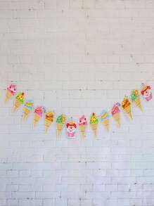 1入組紙拉旗創意冰淇淋設計掛旗派對 - 彩色 - 查看 1