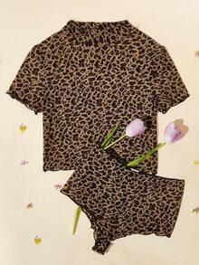 Set de lencería con estampado de leopardo - Marrón - Ver 3