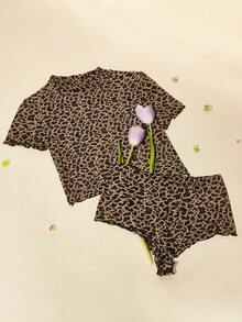 Set de lencería con estampado de leopardo - Marrón - Ver 6