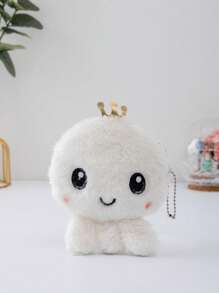 Mini Lindo Monedero De Peluche Con Diseño De Pulpo De Dibujos Animados, Llavero, Bolsa De Almacenamiento Para Auriculares Y Cables De Datos - Blanco - Ver 1