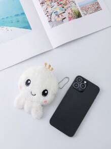 Mini Lindo Monedero De Peluche Con Diseño De Pulpo De Dibujos Animados, Llavero, Bolsa De Almacenamiento Para Auriculares Y Cables De Datos - Blanco - Ver 2