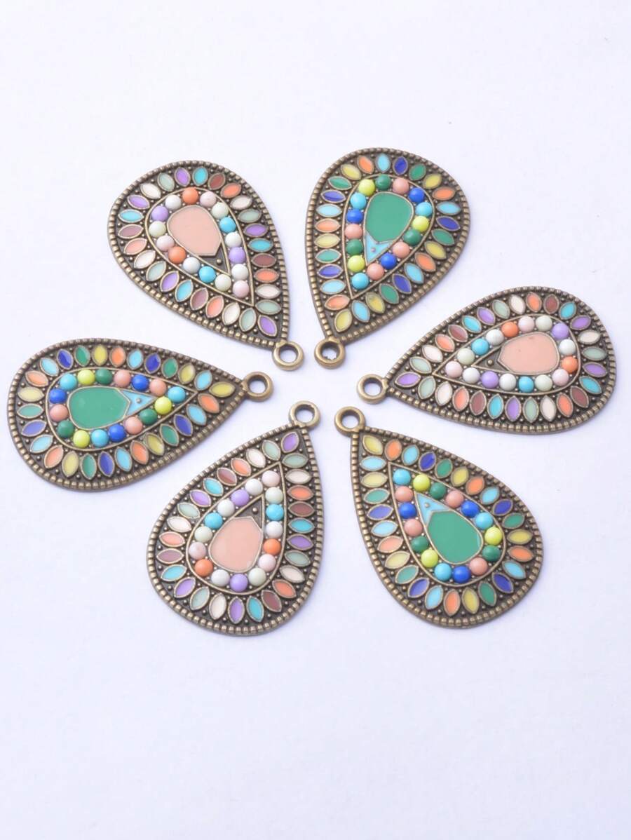 6 cái/bộ Mặt dây chuyền DIY hình giọt nước - Hồng - Xem 1