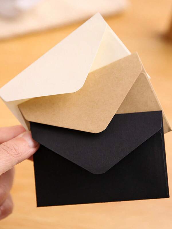 50pcs Solid Color Mini Paper Envelope, Simple Multipurpose Envelope For Letter, Greeting Card