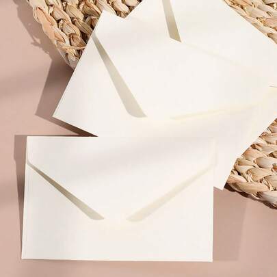 50pcs Solid Color Mini Paper Envelope, Simple Multi-Purpose Envelope For Letter, Greeting Card Storage Back To School