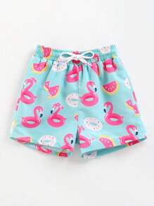 Baby Boy Flamingo Print Swim Shorts