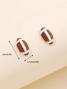 1對時尚玻璃水鑽裝飾棒球設計耳釘適合女士適用於日常 - 銀色 - 查看 3