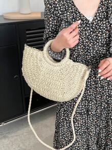 Minimalist Straw Bag - Khaki - View 2