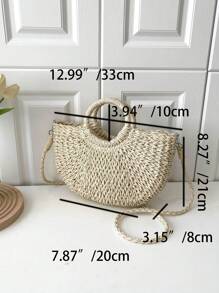 Minimalist Straw Bag - Khaki - View 4