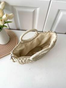 Minimalist Straw Bag - Khaki - View 5