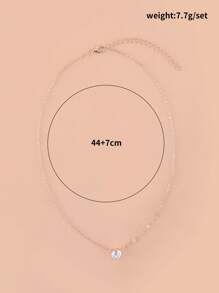 1 件简约优雅百搭铁合金链项链，带水钻几何吊坠，适合作为礼物送给朋友、伴侣、母亲、日常穿着、聚会、郊游（附带卡片包装） - 玫瑰金 - 查看 3