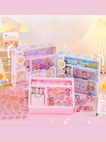 1 hộp Đồ họa hình hoạt hình rõ ràng Các loại nhãn dán & Thẻ & Nhíp & Bộ thước kẻ, Bộ nhãn dán đa năng dễ thương cho tài khoản cầm tay - Nhiều màu - Xem 3