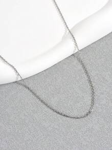 Minimalist Chain Necklace - Silver - View 2