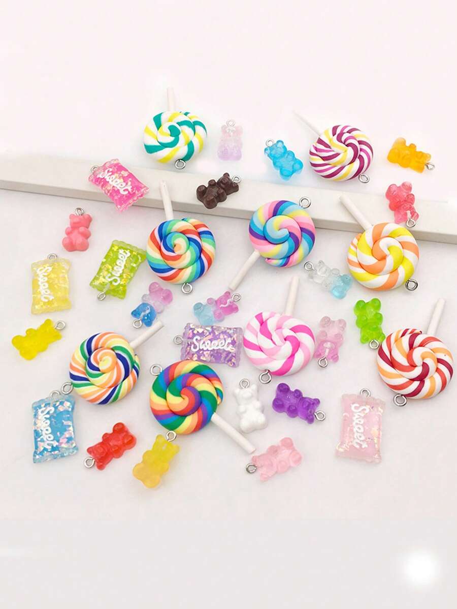 32入組彩色糖果和棒棒糖形狀包塑膠可愛包修身填充 - 彩色 - 查看 1
