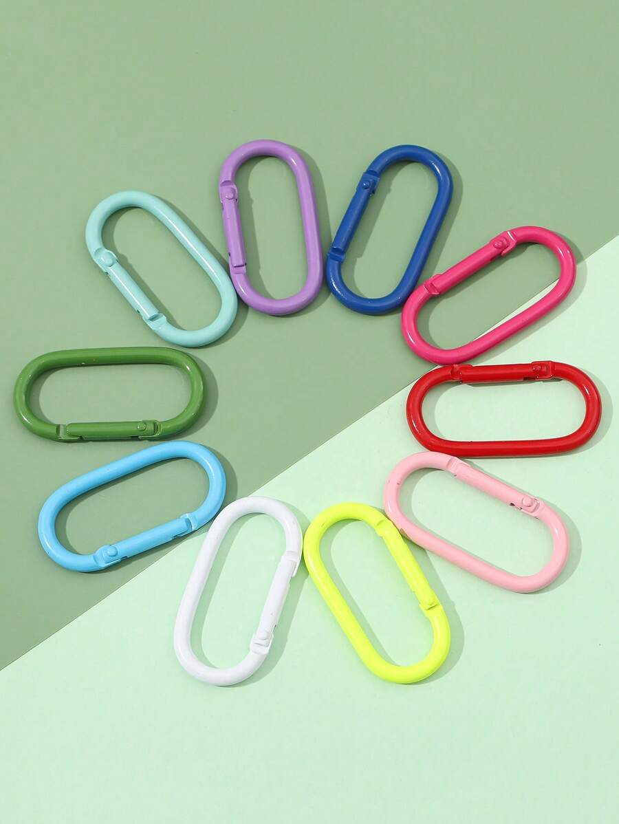 5 cái Carabiner phun sơn bằng nhôm hình bầu dục cho các hoạt động ngoài trời, màu sắc ngẫu nhiên để tự làm bông tai, vòng tay, dây chuyền, dây đeo điện thoại di động và đồ trang trí - Nhiều màu - Xem 1