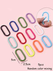5 cái Carabiner phun sơn bằng nhôm hình bầu dục cho các hoạt động ngoài trời, màu sắc ngẫu nhiên để tự làm bông tai, vòng tay, dây chuyền, dây đeo điện thoại di động và đồ trang trí - Nhiều màu - Xem 5