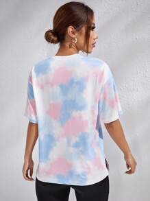 Easithlete Tie Dye Drop Shoulder Sports Tee