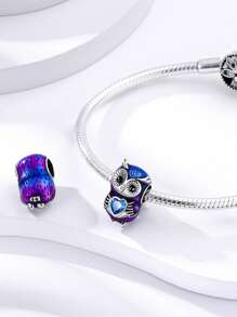 1 Miếng Thiết kế ban đầu Xanh Tím Men răng Dễ thương Con cú Bùa kết hạt Phù hợp Vòng tay Dây chuyền Hạt Đối với DIY NỮ Làm đồ trang sức Qủa tặng Đối với Bạn Cô gái - Bạc - Xem 2