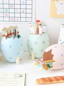 1pc Egg Design Random Pen Holder, Cute Multi-purpose Desktop Stationery Storage Box For Office, Student Stationery Storage - Multicolor - View 1
