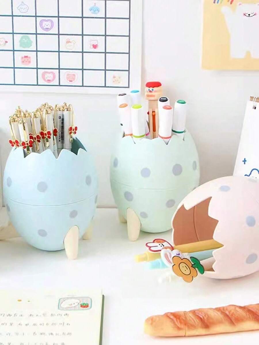 1pc Egg Design Random Pen Holder, Cute Multi-purpose Desktop Stationery Storage Box For Office, Student Stationery Storage - Multicolor - View 1