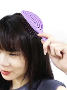 可干濕兩用中空梳，1入紫色便攜式戶外旅行梳子