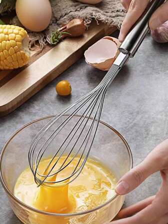 1入組11英寸不銹鋼打蛋器,簡約風長手柄打蛋器適用於廚房烘焙