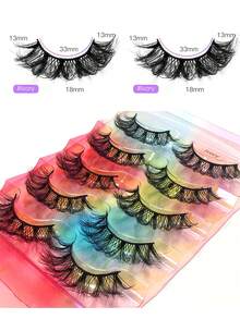 5pairs 8D 18mm Pointed Cat Eye False Eyelashes - Black - View 3