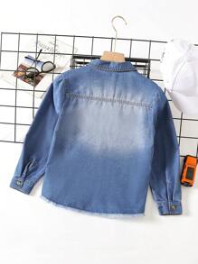 Chicas Camisa mezclilla desgarro bajo crudo sin camiseta - Lavado ligero - Ver 2