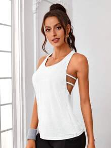 Yoga Sxy 鏤空露背運動背心 - 白色 - 查看 4