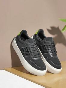 CUCCOO BASICS Lace-up Front Knit Sneakers - Black - View 9