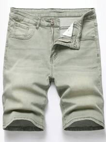Manfinity Homme Men Slant Pocket Denim Shorts - Light Grey - View 1