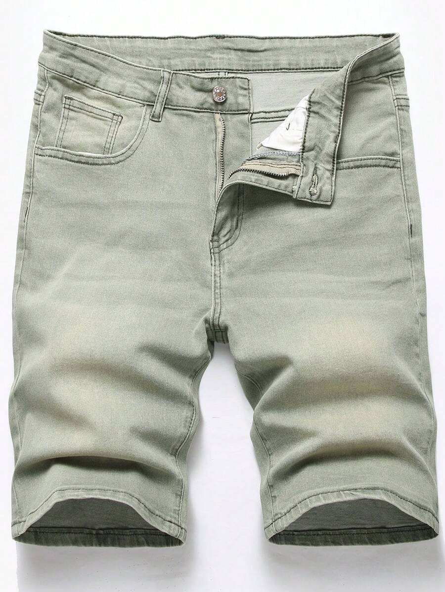 Manfinity Homme Men Slant Pocket Denim Shorts - Light Grey - View 1