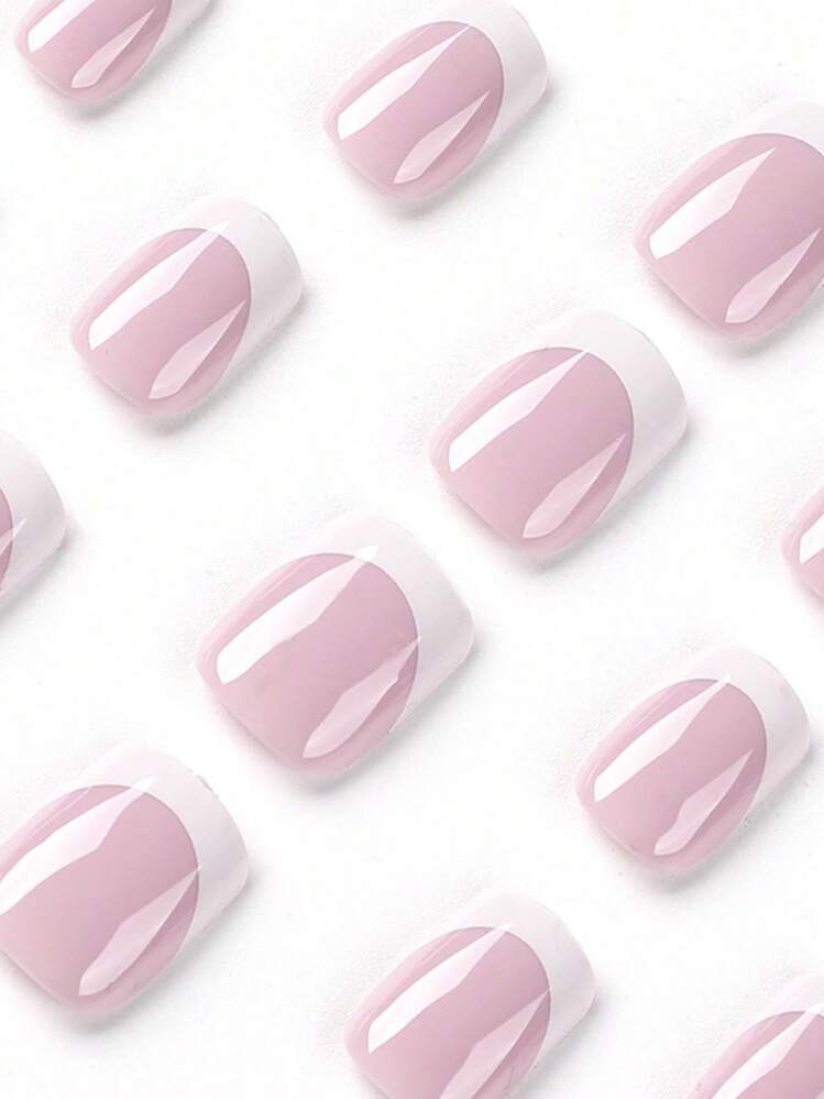 24 piezas de uñas postizas francesas blancas cuadradas cortas, 1 lima de uñas y 1 set de pegamento de gelatina para uñas postizas, suministros para uñas - Multicolor - Añade 4