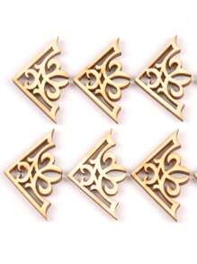 50pcs Hollow Out Geometric Design DIY Wood Chip - Multicolor - View 2