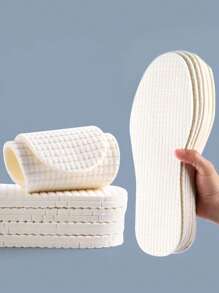 1pair White Insoles, Texture Embossed Comfortable Inserts & Insoles - White - View 1