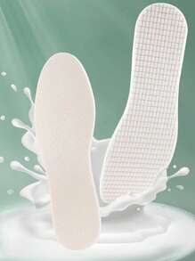 1pair White Insoles, Texture Embossed Comfortable Inserts & Insoles - White - View 3