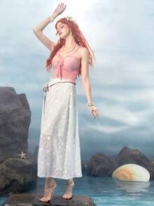 ROMWE Fairycore Tie Front Cami Top - Pink - View 9