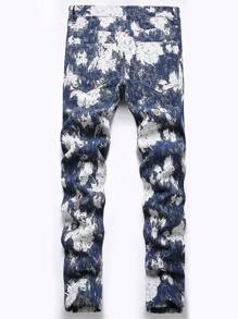 男士全印花斜口袋牛仔裤 - 彩色 - 查看 2