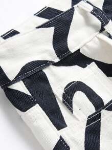 Ngày lễ tình nhân Nam Bông In Toàn bộ Quần legging thẳng - Đen và trắng - Xem 3