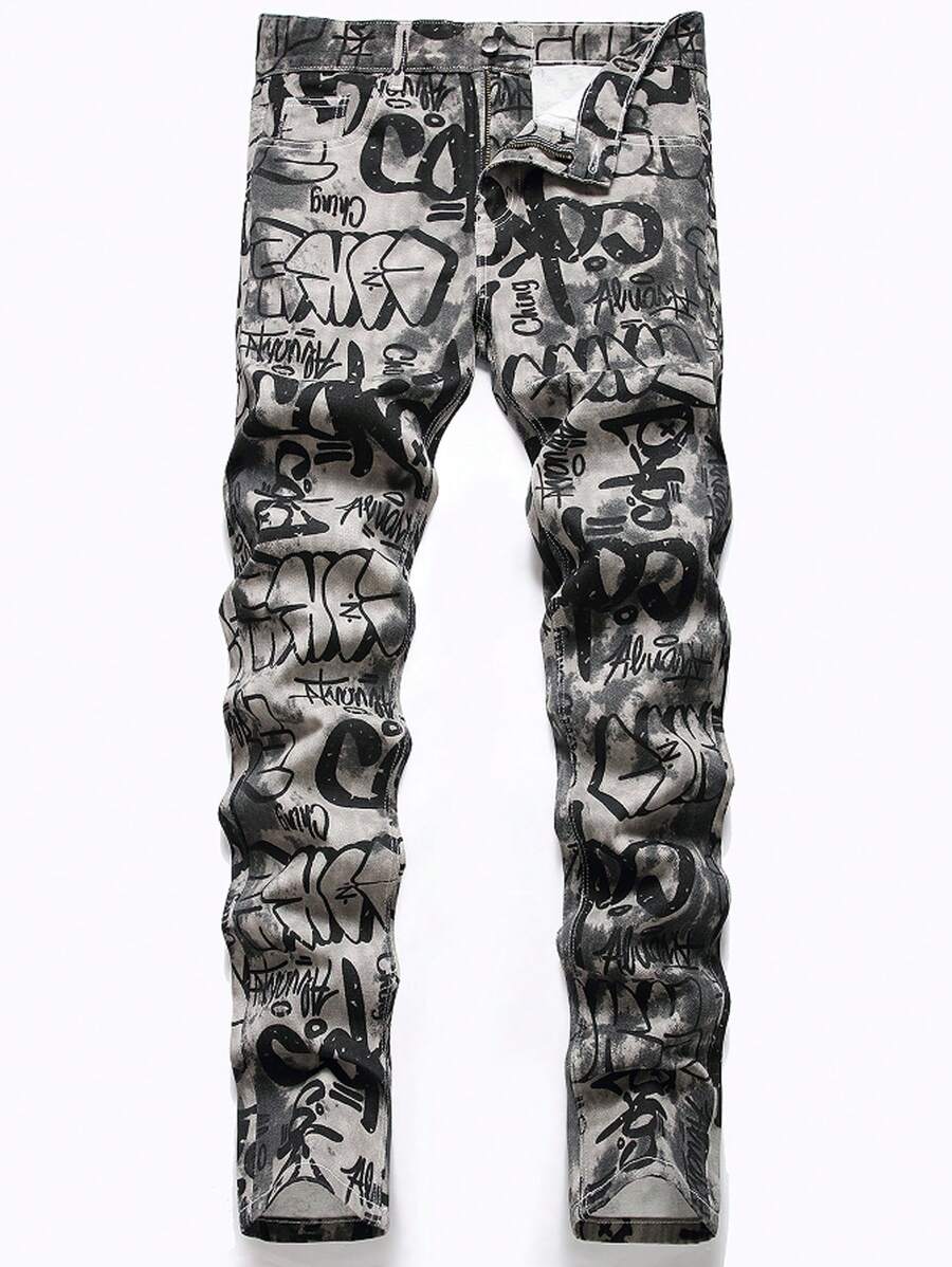 Nam Đồ họa Chữ cái Quần jean ôm - Nhiều màu - Xem 1