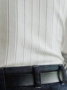 Áo len nam vest Gân đan màu trơn Giải trí - trắng - Xem 3