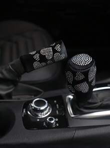 2入組水鑽裝飾車手剎和換檔蓋套裝 - 黑與白 - 查看 2