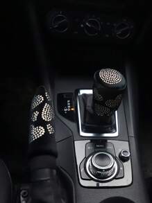 2入組水鑽裝飾車手剎和換檔蓋套裝 - 黑與白 - 查看 4