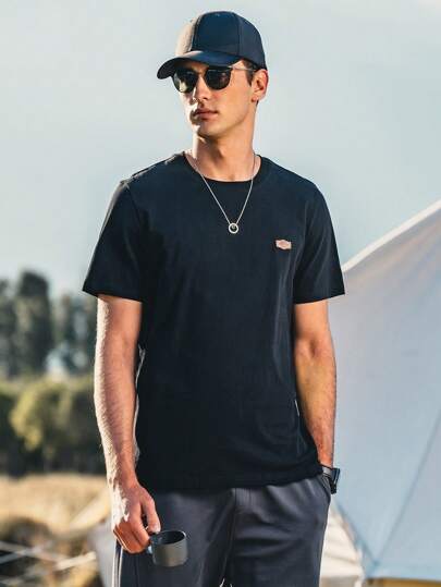 Men Patched Detail Tee