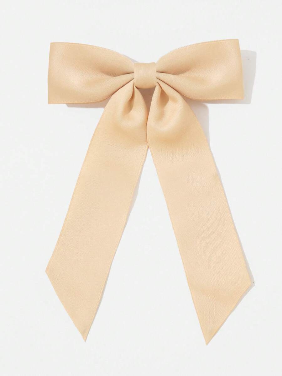 1入組女士蝴蝶結裝飾時尚彈簧夾適用於頭髮裝飾用品 - 卡其色 - 查看 1