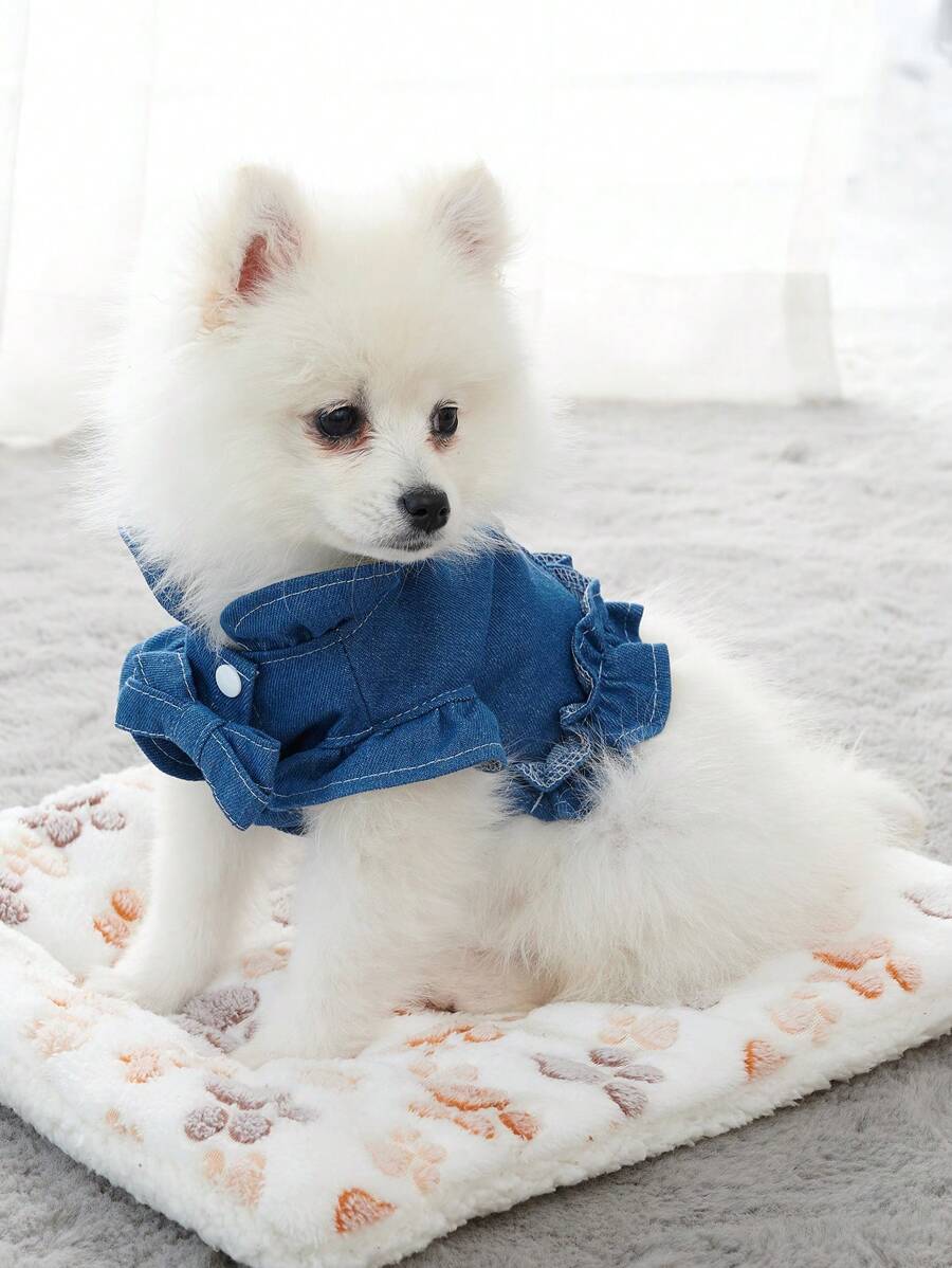 1pc Bow Decor Pet Tank - Navy Blue - View 1