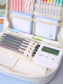 MOYL 1pc Grey Multi-layer Pencil Bag, Modern Large Capacity Pencil Bag For Office, School Student - Grey - View 6